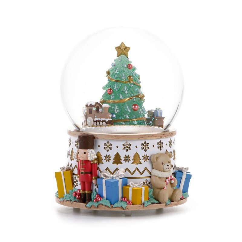 【現貨秒出JARLL 讚爾藝術】聖誕童話夜(白金燈光款) 水晶球音樂盒 聖誕禮物 交換禮物 居家擺飾-細節圖3