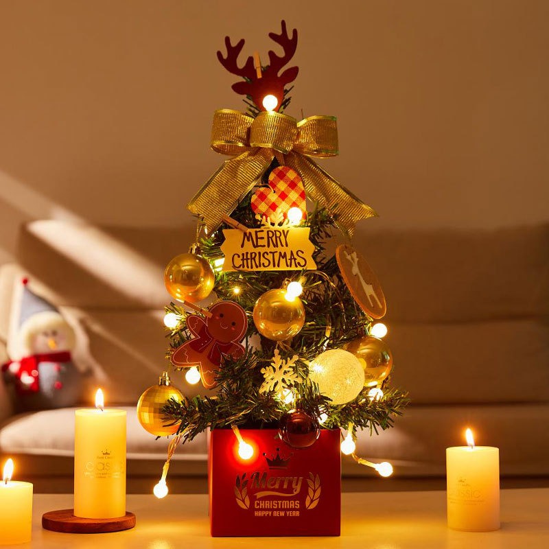 【現貨秒出】暖暖發光聖誕樹 桌上聖誕樹 聖誕樹 迷你聖誕樹 帶燈桌面聖誕樹 小聖誕樹 DIY聖誕樹 發光聖誕樹-規格圖3