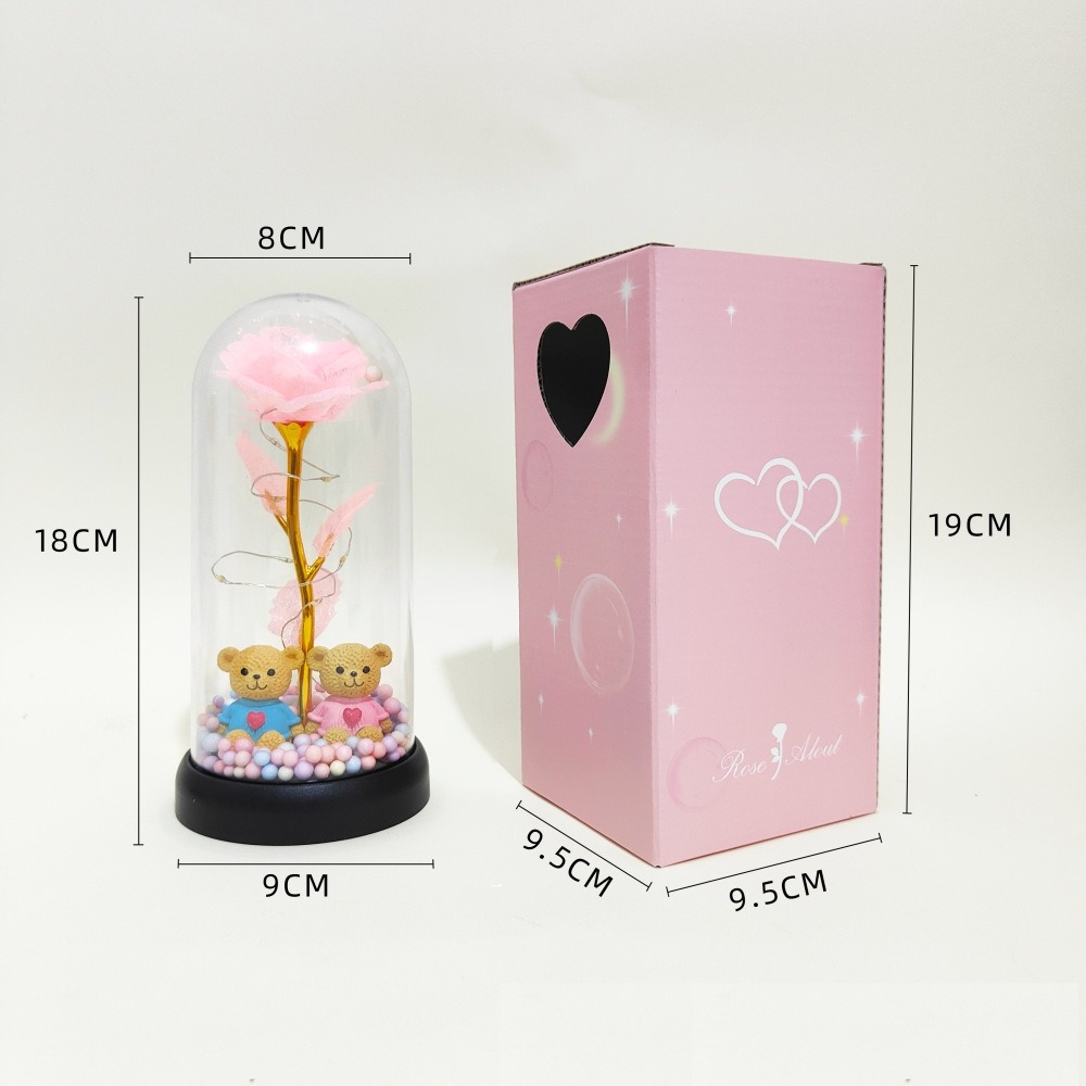 【現貨】金箔花玫瑰永生花束小夜燈創意桌面臥室氛圍燈擺件 情人節 母親節 交換禮物 聖誕禮物【出貨不附電池】-細節圖2