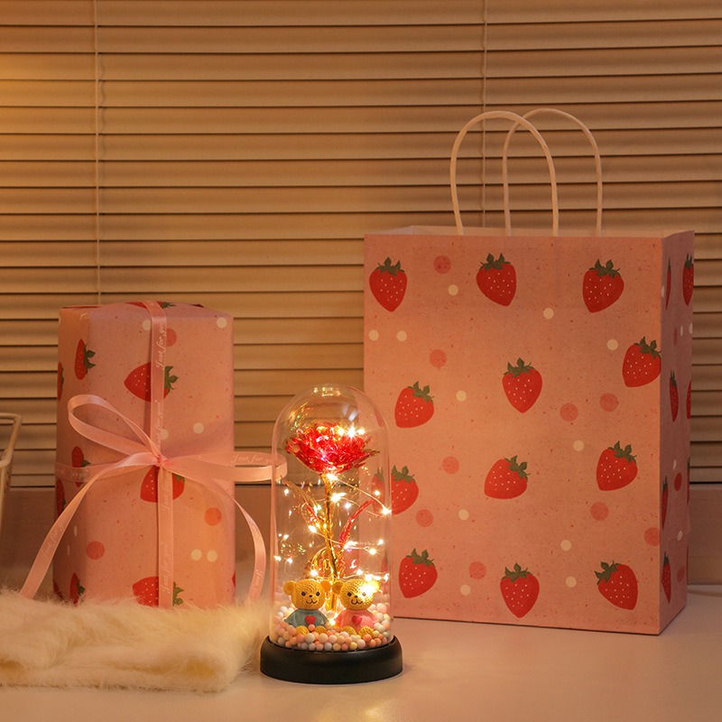 【現貨】金箔花玫瑰永生花束小夜燈創意桌面臥室氛圍燈擺件 情人節 母親節 交換禮物 聖誕禮物【出貨不附電池】-規格圖3