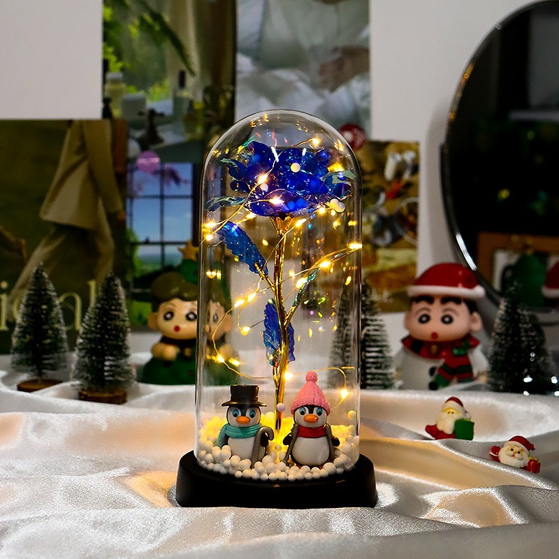 【現貨秒出】 聖誕節 禮物 玻璃罩 聖誕樹 裝飾 桌面 小擺件 LED燈 發光-規格圖5