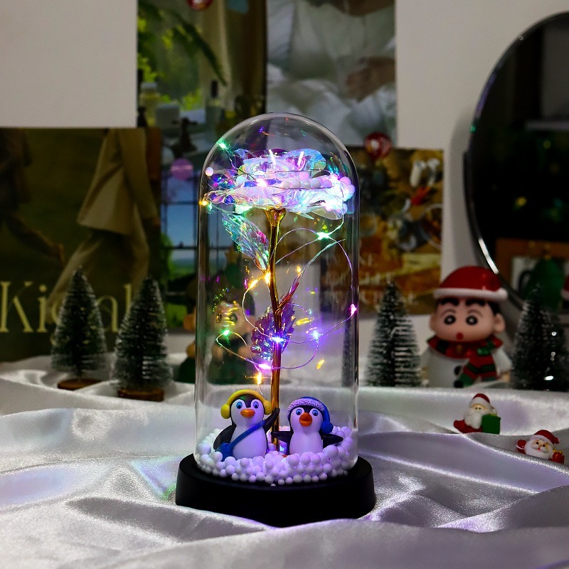 【現貨秒出】 聖誕節 禮物 玻璃罩 聖誕樹 裝飾 桌面 小擺件 LED燈 發光-規格圖5