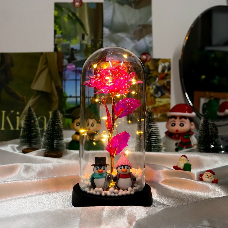 【現貨秒出】 聖誕節 禮物 玻璃罩 聖誕樹 裝飾 桌面 小擺件 LED燈 發光-規格圖5