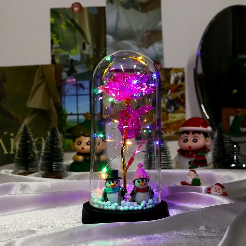 【現貨秒出】 聖誕節 禮物 玻璃罩 聖誕樹 裝飾 桌面 小擺件 LED燈 發光-規格圖5