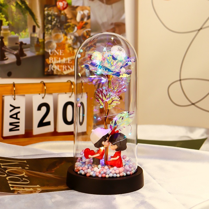 【現貨秒出】 聖誕節 禮物 玻璃罩 聖誕樹 裝飾 桌面 小擺件 LED燈 發光-規格圖5