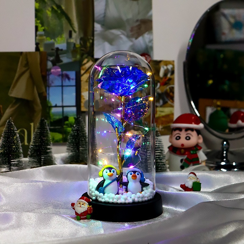 【現貨秒出】 聖誕節 禮物 玻璃罩 聖誕樹 裝飾 桌面 小擺件 LED燈 發光-規格圖5