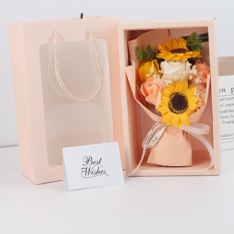 【當天出貨】向日葵滿天星乾花束 玫瑰 康乃馨香皂花禮盒 畢業花束 母親節花束 情人節 生日禮物-規格圖3