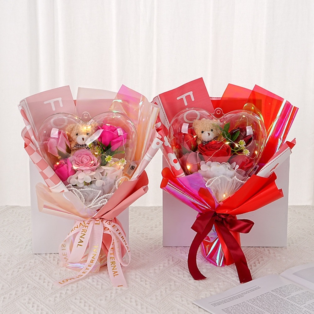 【台灣24H寄出】小熊玩偶心型波波球花束 玩偶花束 公仔 卡通花束 畢業禮物 生日禮物 兒童節禮物 交換禮物 情人節-細節圖2