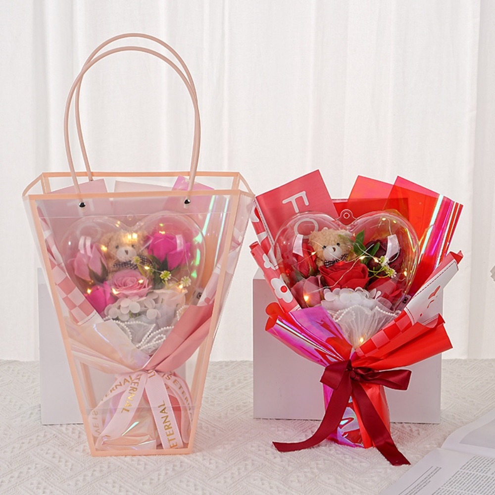 【台灣24H寄出】小熊玩偶心型波波球花束 玩偶花束 公仔 卡通花束 畢業禮物 生日禮物 兒童節禮物 交換禮物 情人節-細節圖3