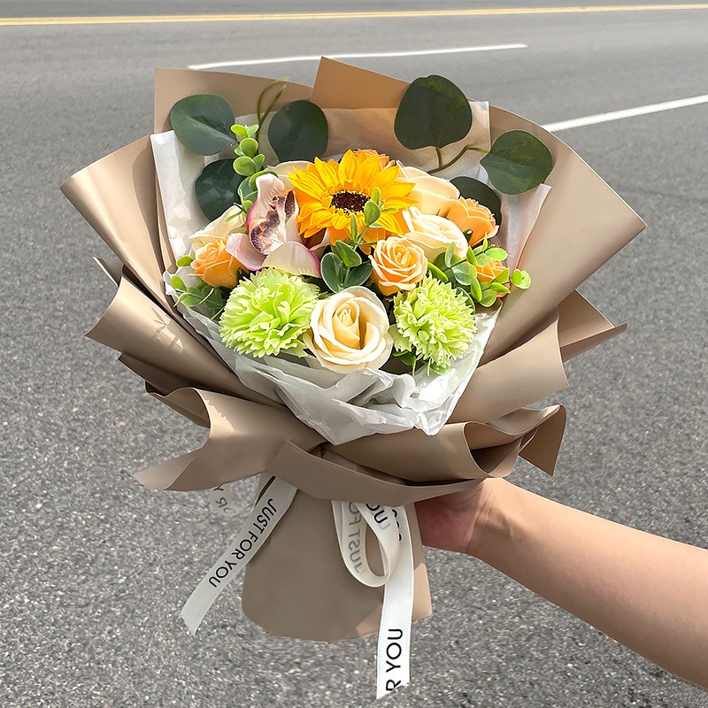 向日葵 不凋花 仿真玫瑰花束 香皂花束 永生花(情人節 生日禮物 送女孩 畢業花束 交換禮物 教師節)-規格圖7