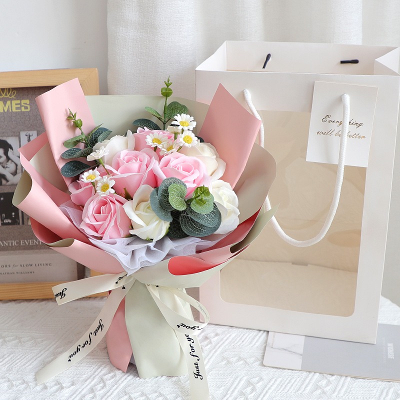 玫瑰香皂花束 香皂花禮盒 永生花束 紀念日 情人節 節慶送禮 畢業花束 告白畢業七夕 生日禮物 母親節 仿真花-規格圖6