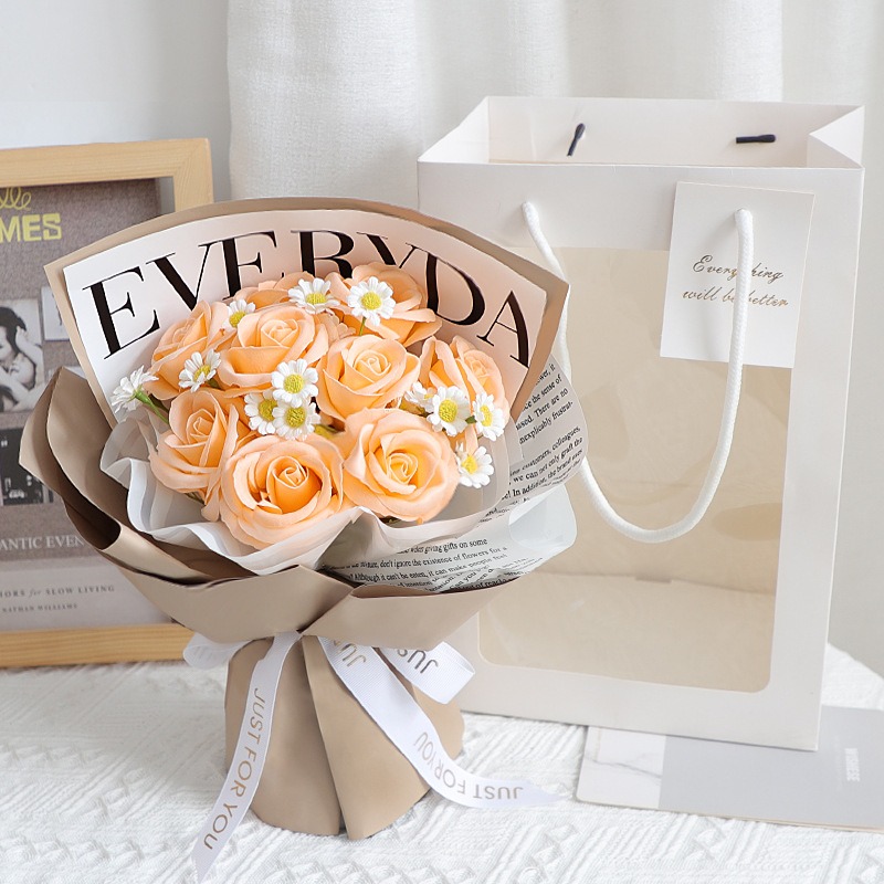 玫瑰香皂花束 香皂花禮盒 永生花束 紀念日 情人節 節慶送禮 畢業花束 告白畢業七夕 生日禮物 母親節 仿真花-規格圖6