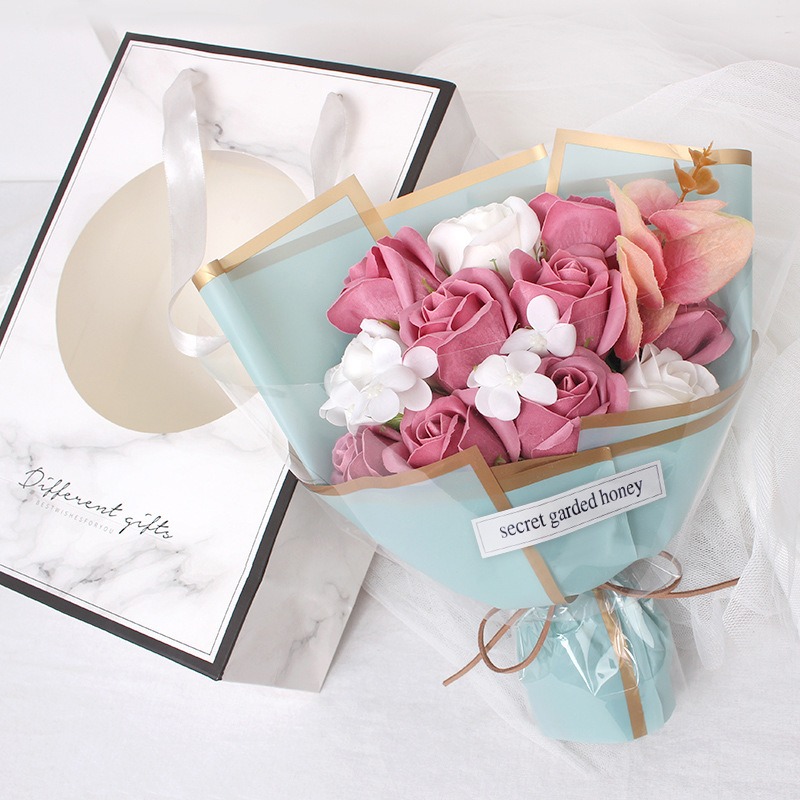 玫瑰香皂花束 香皂花禮盒 永生花束 紀念日 情人節 節慶送禮 畢業花束 告白畢業七夕 生日禮物 母親節 仿真花-規格圖6