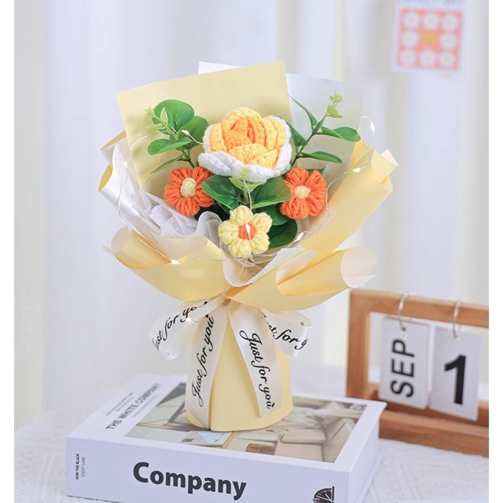 針織毛線花束 玫瑰小雛菊花束毛線花束(畢業禮 母親節情人節 告白)-細節圖2