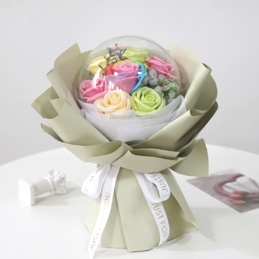 玫瑰花透明波波球花束 手捧花 香皂花 香氛花束 情人節 告白 婚禮 畢業禮 母親節禮物-規格圖4
