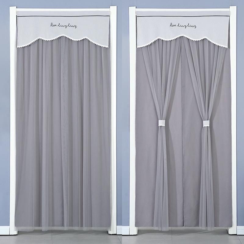 現貨有實拍/可黏可掛/雙層門簾/防蚊門簾麻 紗簾透光不透人客廳隔斷簾 陽臺民宿風棉麻亞麻紗遮光布 北歐小清新窗紗 落地窗-細節圖3