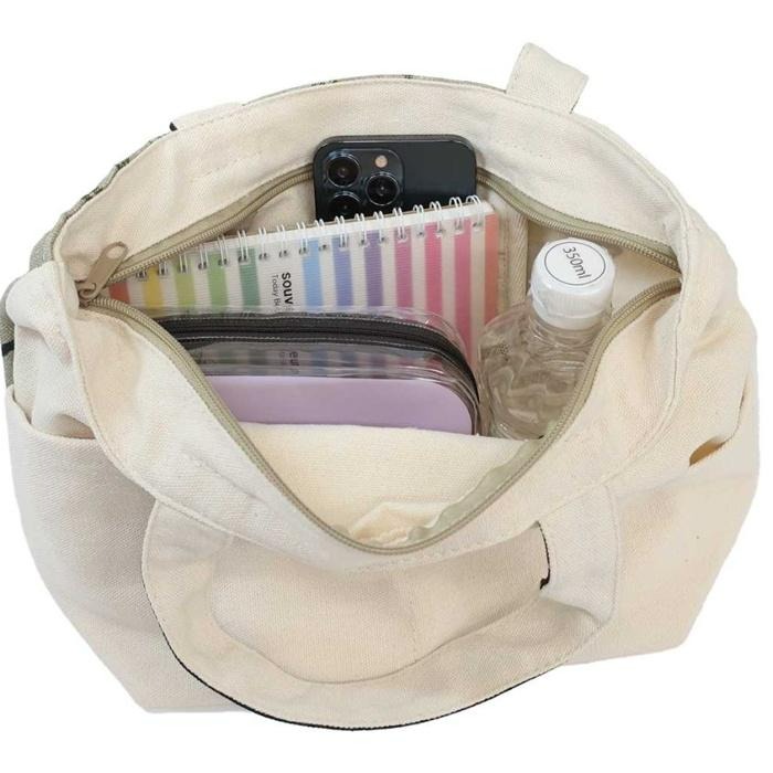 ✧查米✧現貨 日本 賓士貓 帆布袋 貓咪 帆布 手提袋 可肩背 托特包 便當袋 環保袋 有拉鍊 有內袋 橫、直式-細節圖5