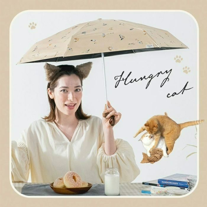 ✧查米✧新款現貨 日本正版 Wpc 沖昌之 貓咪 花朵 輕量折傘 抗UV 遮光率100% 抗紫外線 遮光傘 雨傘 陽傘-細節圖4