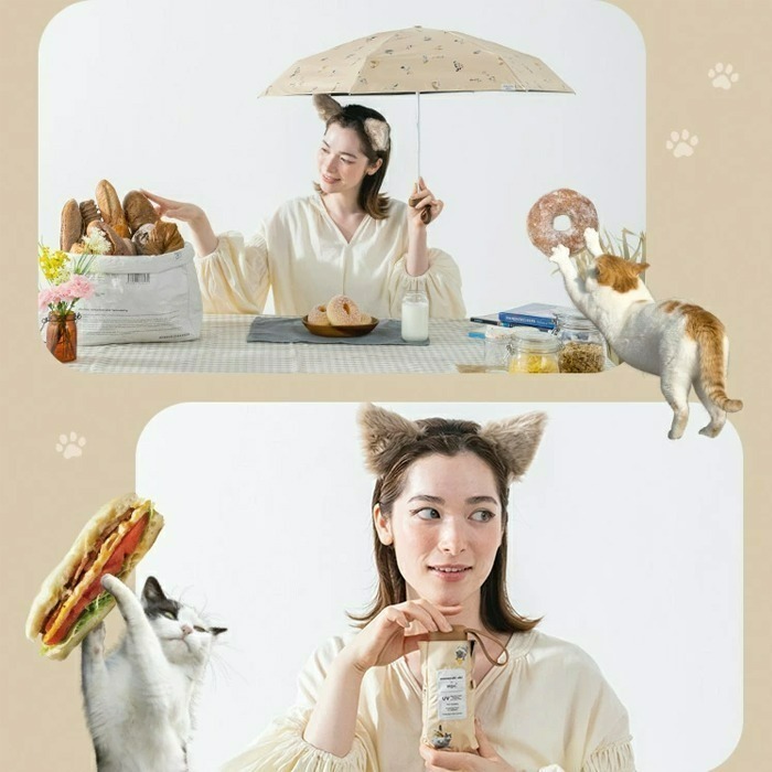 ✧查米✧新款現貨 日本正版 Wpc 沖昌之 貓咪 花朵 輕量折傘 抗UV 遮光率100% 抗紫外線 遮光傘 雨傘 陽傘-細節圖5