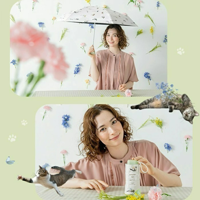 ✧查米✧新款現貨 日本正版 Wpc 沖昌之 貓咪 花朵 輕量折傘 抗UV 遮光率100% 抗紫外線 遮光傘 雨傘 陽傘-細節圖8