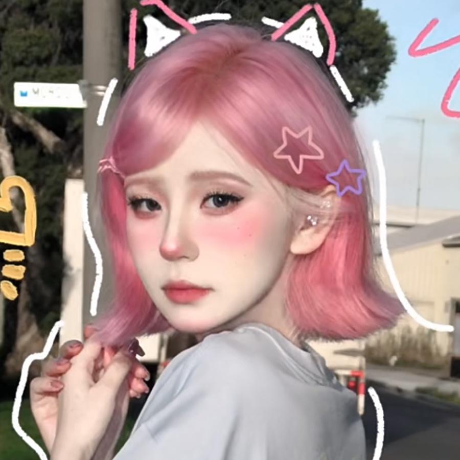 草莓糖粉 □ 川崎家假髮 ■ 粉色假髮全頭套短髮cos外翻翹lolita整頂女團彩齊肩頭髮-細節圖3