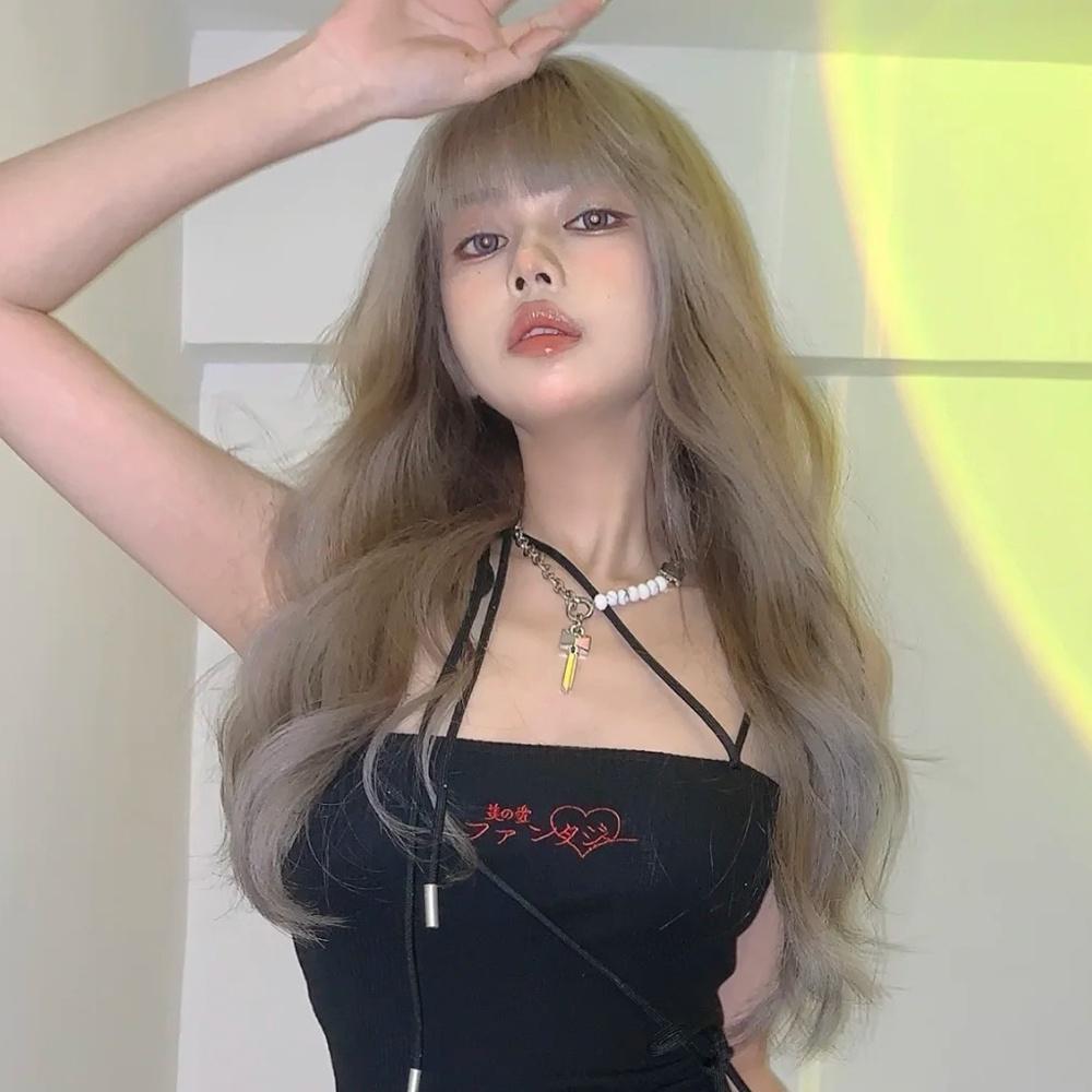 奶茶控最愛 □ 川崎家假髮 ■ 奶茶灰棕法式芭比直播主大卷整頂假髮全頭套慵懶lolita長捲髮-細節圖3