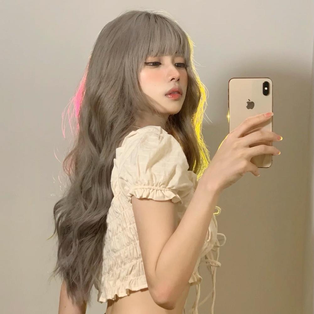 奶茶控最愛 □ 川崎家假髮 ■ 奶茶灰棕法式芭比直播主大卷整頂假髮全頭套慵懶lolita長捲髮-細節圖5