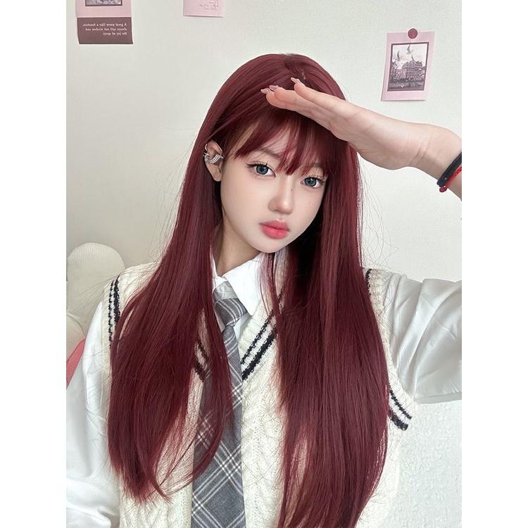斬男新直髮 🧜 川崎家假髮 🧜人魚媚拉紅個性染假髮lolita網紅自然逼真甜美可愛jk全頭套式假髮 KZ031-細節圖3