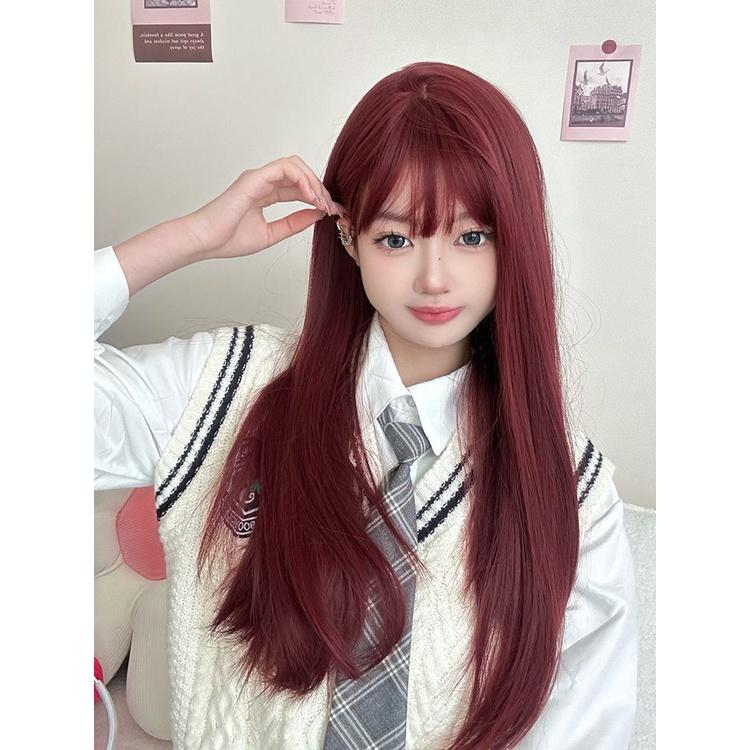 斬男新直髮 🧜 川崎家假髮 🧜人魚媚拉紅個性染假髮lolita網紅自然逼真甜美可愛jk全頭套式假髮 KZ031-細節圖4