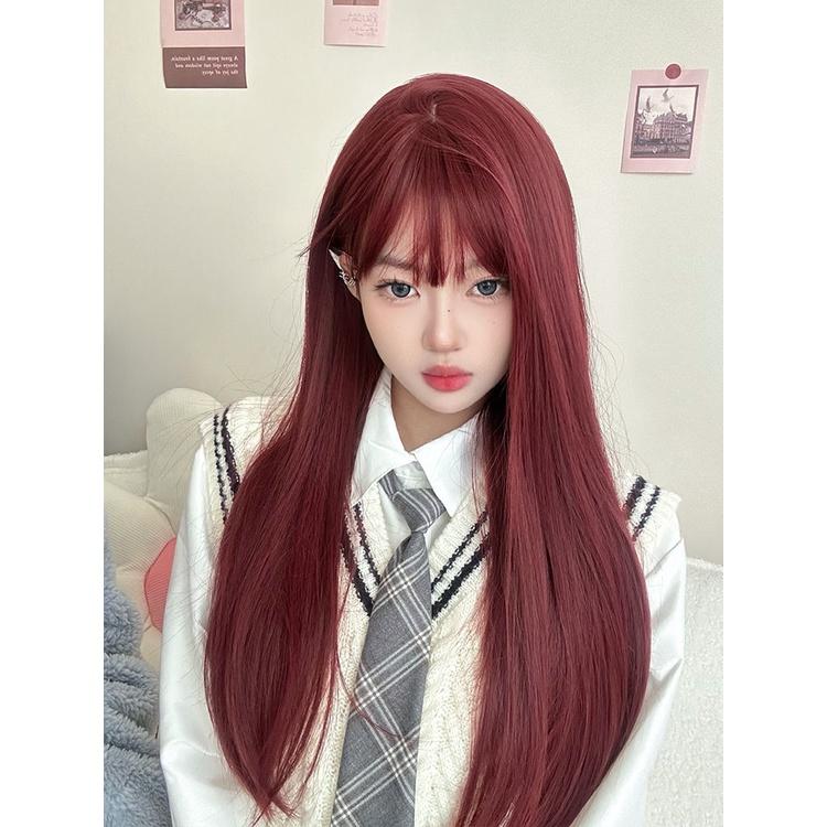 斬男新直髮 🧜 川崎家假髮 🧜人魚媚拉紅個性染假髮lolita網紅自然逼真甜美可愛jk全頭套式假髮 KZ031-細節圖5