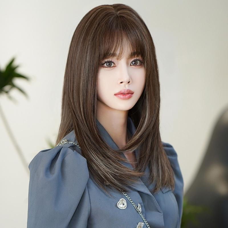 挑染新款 川崎家假髮 53CM主播系網紅 混血挑染 內彎 層次羽毛剪 中長髮 鎖骨捲 全頂髮套-細節圖5