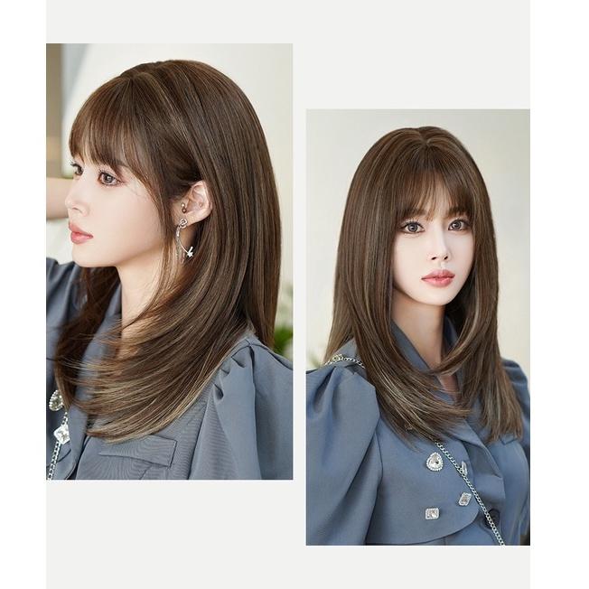 挑染新款 川崎家假髮 53CM主播系網紅 混血挑染 內彎 層次羽毛剪 中長髮 鎖骨捲 全頂髮套-細節圖9