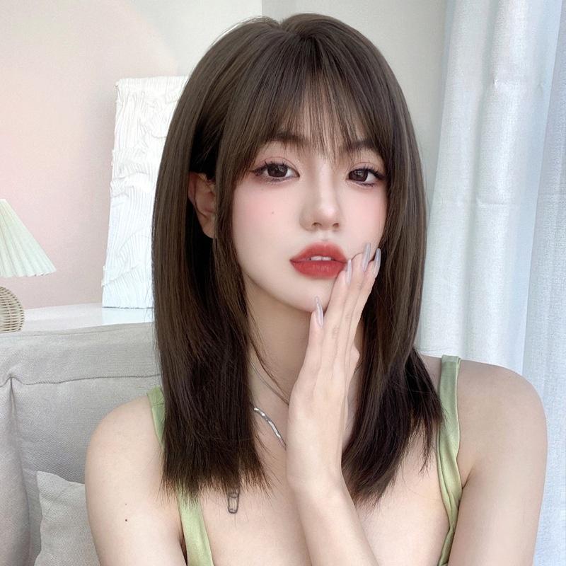 全頂假髮川崎家︎⋆｡˚悸動的愛戀.ᐟ.✾2色⋆*雜誌熱推女神髮款自然碎劉海清新層次羽毛剪鎖骨假髮✽KZ067-細節圖2