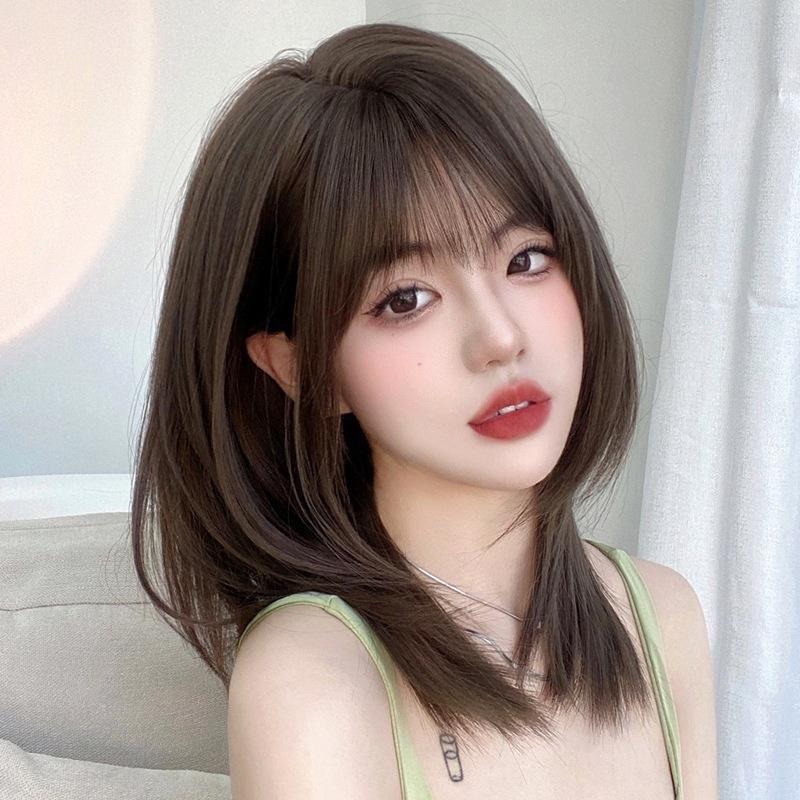 全頂假髮川崎家︎⋆｡˚悸動的愛戀.ᐟ.✾2色⋆*雜誌熱推女神髮款自然碎劉海清新層次羽毛剪鎖骨假髮✽KZ067-細節圖3