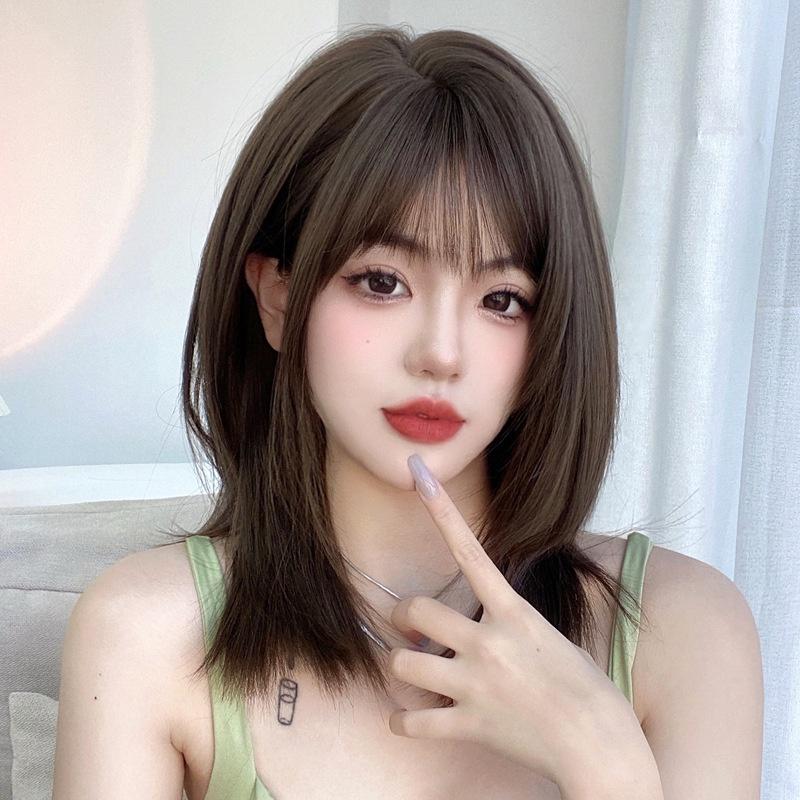 全頂假髮川崎家︎⋆｡˚悸動的愛戀.ᐟ.✾2色⋆*雜誌熱推女神髮款自然碎劉海清新層次羽毛剪鎖骨假髮✽KZ067-細節圖4