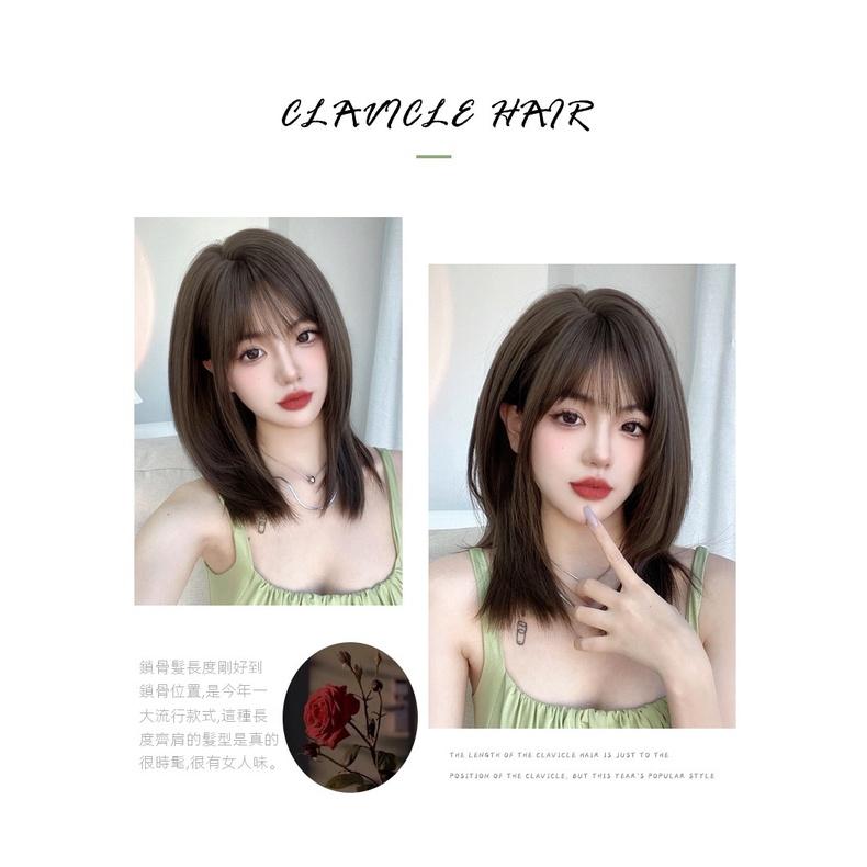 全頂假髮川崎家︎⋆｡˚悸動的愛戀.ᐟ.✾2色⋆*雜誌熱推女神髮款自然碎劉海清新層次羽毛剪鎖骨假髮✽KZ067-細節圖6