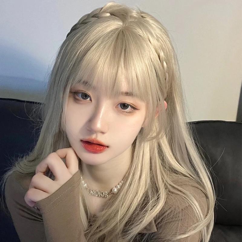 全頂假髮川崎家☪︎⋆｡˚Bring the boys.ᐟ.✾奶茶金⋆*韓系太妍同款指定MV女主混血染長直假髮✽KZ021-細節圖2