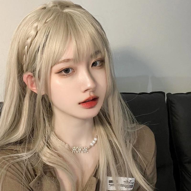 全頂假髮川崎家☪︎⋆｡˚Bring the boys.ᐟ.✾奶茶金⋆*韓系太妍同款指定MV女主混血染長直假髮✽KZ021-細節圖3