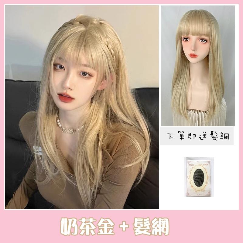 全頂假髮川崎家☪︎⋆｡˚Bring the boys.ᐟ.✾奶茶金⋆*韓系太妍同款指定MV女主混血染長直假髮✽KZ021-細節圖4