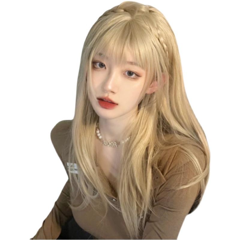 全頂假髮川崎家☪︎⋆｡˚Bring the boys.ᐟ.✾奶茶金⋆*韓系太妍同款指定MV女主混血染長直假髮✽KZ021-細節圖5