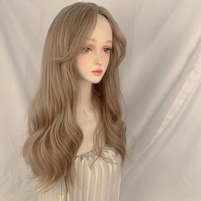 混血長卷 川崎家假髮⋆｡˚時尚小模熱推.ᐟ.✾60CM韓系女團混血灰棕色蓬鬆中分長卷全頭套lolita假髮KZ082-細節圖6