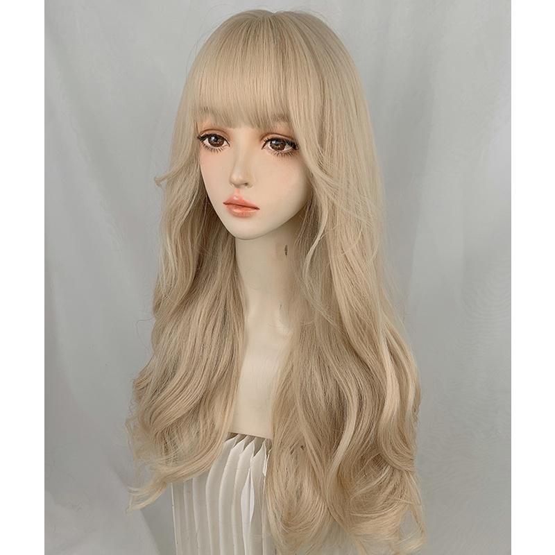 整頂假髮川崎家☪︎⋆｡˚條通酒燈初上✾奶茶白金⋆*極道千金制服混血高校個性波浪捲假髮✽KZ019-細節圖6