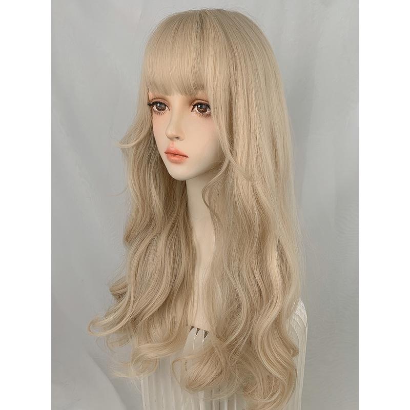 整頂假髮川崎家☪︎⋆｡˚條通酒燈初上✾奶茶白金⋆*極道千金制服混血高校個性波浪捲假髮✽KZ019-細節圖8