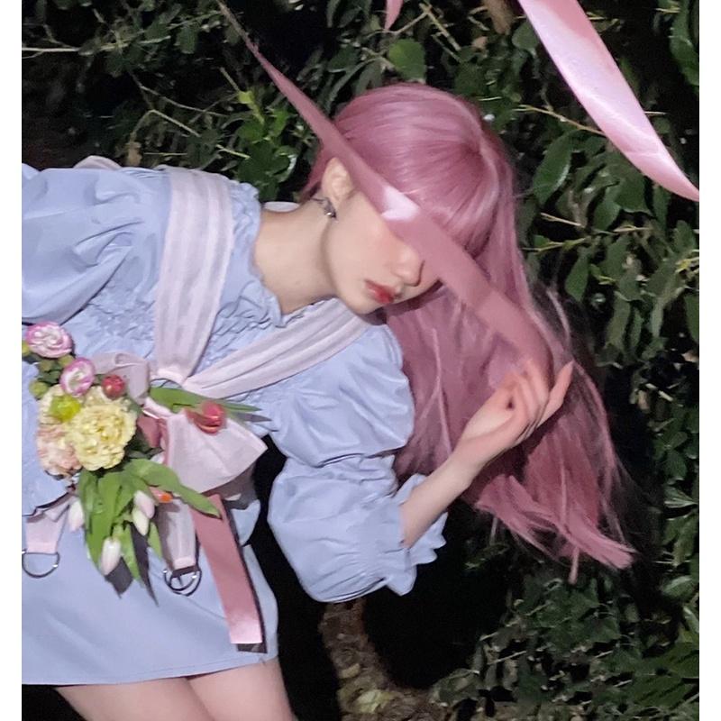 整頂假髮川崎家☪︎⋆｡˚壞壞惹人愛.ᐟ.✾煙灰粉/粉色⋆*不良日系櫻花妹學生會長長直假髮✽KZ028-細節圖6