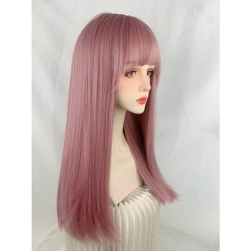 整頂假髮川崎家☪︎⋆｡˚壞壞惹人愛.ᐟ.✾煙灰粉/粉色⋆*不良日系櫻花妹學生會長長直假髮✽KZ028-細節圖8