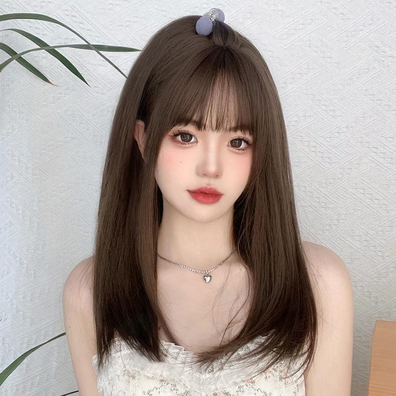 全頂假髮川崎家︎⋆｡˚終結單身趴.ᐟ.✾3色⋆* 法式瀏海桃花小姐姐鎖骨日常內彎假髮✽KZ062-細節圖4