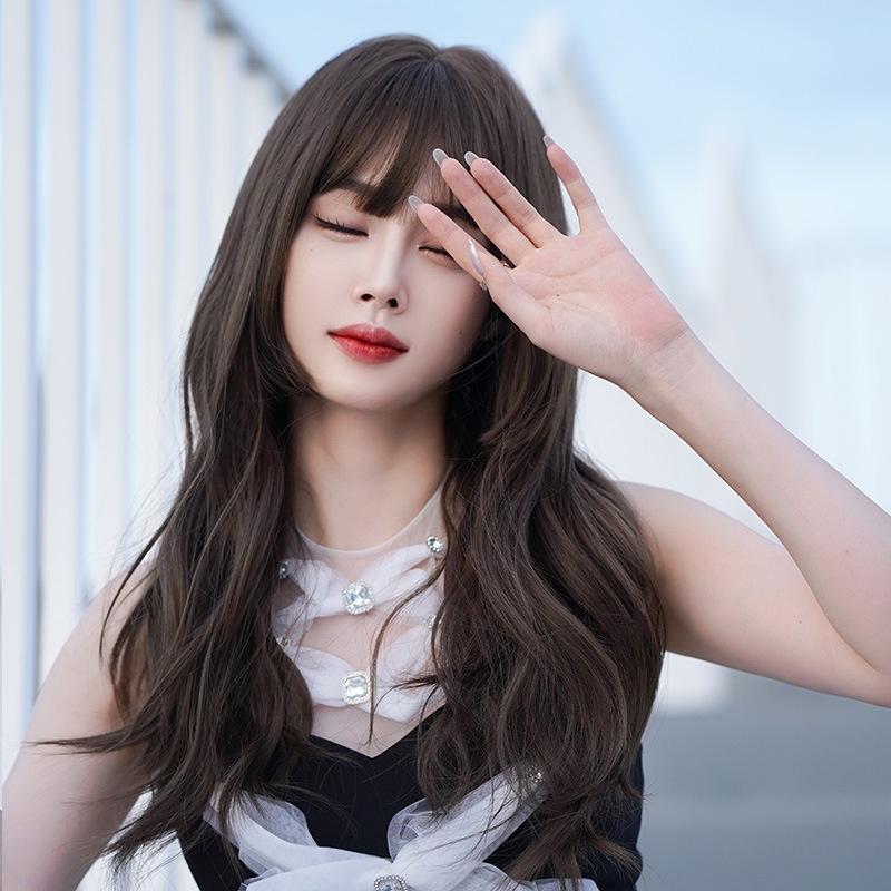 挑染新款 川崎家假髮 60CM 可可棕 禁慾系公主款 姬髮中長鎖骨捲 假髮 全頂髮套-細節圖2