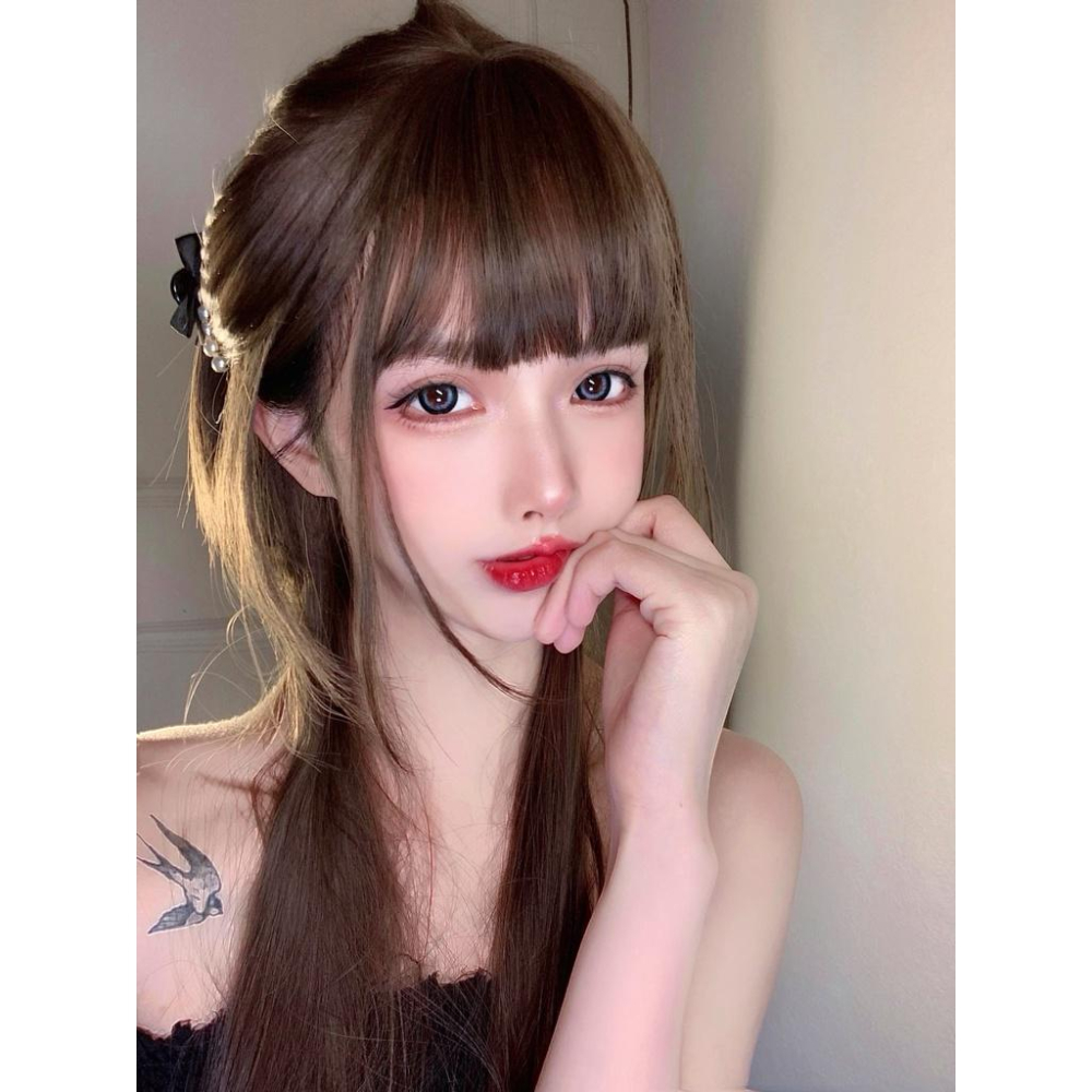 全頂假髮最百變川崎家 ☪︎⋆｡˚閃動戀愛片刻 .ᐟ.✤ ✾冷棕色⋆*小澤悠日系jk軟妹水母頭姬髮長直假髮✽KZ008-細節圖5