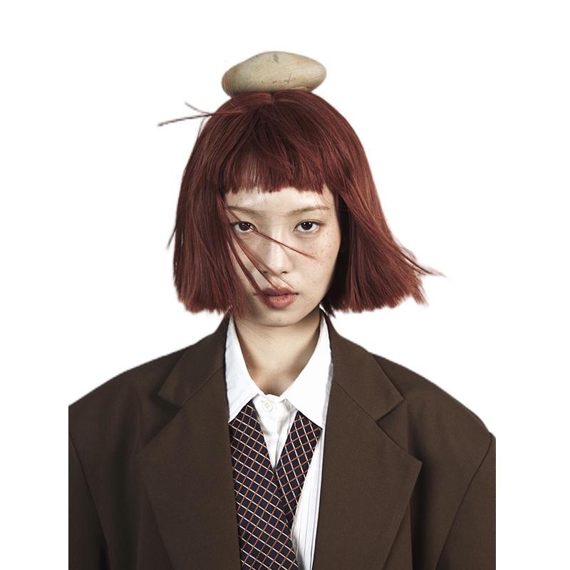 假髮川崎家☪︎⋆｡˚壞壞惹人愛.ᐟ.✾人魚紅⋆*叛逆另類眉上瀏海Sami風短版二刀齊假髮✽KZ034-細節圖5
