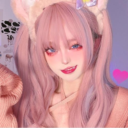 全頂假髮好評最推川崎家假髮 ☪︎⋆｡˚怪美皇后.ᐟ.✤KZ010粉藍挑染*日系誤闖二次元ASMR主播中長直髮假髮-細節圖3